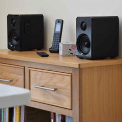 AV:Link Aktive Bluetooth-Regallautsprecher HiFi-Soundsystem Schwarz