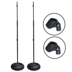 2x pieds de microphone à base ronde Thor MS001