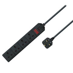 Masterplug 4-fach 2 m 13 A HD-Netzverlängerungskabel, schwarz (EXS1342B)