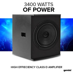 Gemini ZRX-S18P Active 18" Subwoofer 3400 Watt Class D