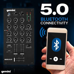 Gemini MXR-01BT 2-Kanal-Profi-DJ-Mixer mit Bluetooth-Eingang