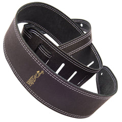 Fret-king Double Stitched 2.5 Inch Leather Strap - Black