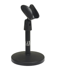 Desk Microphone Stand With Round Base and Microphone Clip in Black