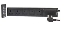 Pro Elec 5 Gang Power Mains Extension Lead with Remote Control Black 1m