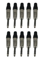 10x Accu 1/4" Klinkenstecker 6,3mm Mono (Silber)
