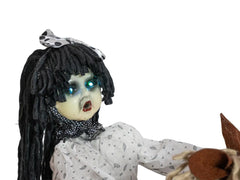 EUROPALMS Halloween Figure Girl on rocking Horse, animated, 72cm