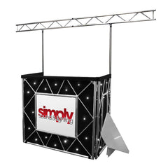 Equinox Truss Booth Complete Setup inc. Booth, Gantry, Shelves & Star Cloth (White LED)