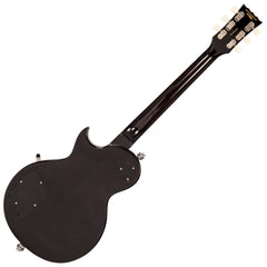 Vintage V100 Guitar - Black Flamed Maple With Bigsby