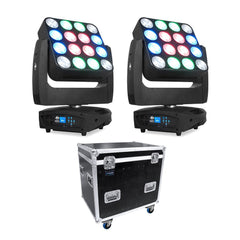 2x ADJ Illusion 4.4 LED 16 x 30W RGB COB Wash Moving Head inc Flightcase