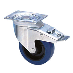 Guitel 37024 Lenkrolle 100 mm mit blauem Rad und Bremse