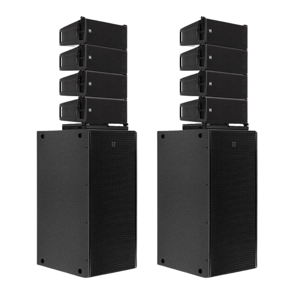 2x RCF SUB 8008-AS + Stacked 8x HDL 6-A Active Line Array PA System ...