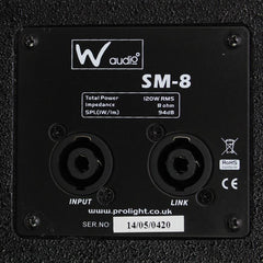 W Audio SM8 Passiver Bühnenmonitor-Faltlautsprecher, 480 W, 8 Zoll