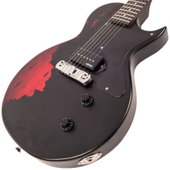 Vintage V120 Icon - Distressed - Black On Cherry Red