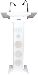 BST AMC73 Lectern Built In Speaker + 2 x Wireless Microphones PA System White