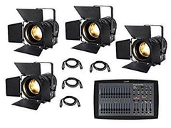 4x eLumen8 LED MP60 Fresnel Stage Spots inc. DMX Controller and Cables