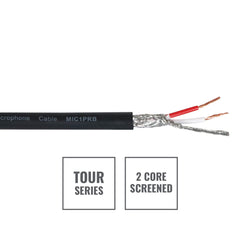 eLumen8 TOUR Câble de microphone blindé à 2 conducteurs MIC1PRB, tambour de 100 m noir