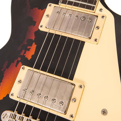 Vintage V100 Icon - Distressed Black Over Sunburst