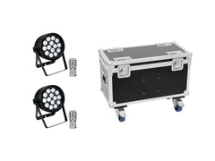 Eurolite Set 2X Akku Ip Par 14 Hcl Quickdmx + Koffer mit Rollen