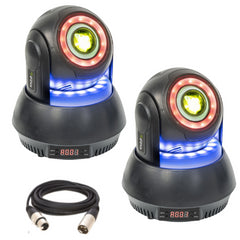 2x Ibiza Light Star-Spot Black 30W RGBW Spot Moving Head DJ Lighting