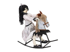 EUROPALMS Halloween Figure Girl on rocking Horse, animated, 72cm