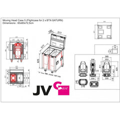 Jv Case MOVING HEAD CASE 5 for 2x Briteq BTX-Saturn Moving Head