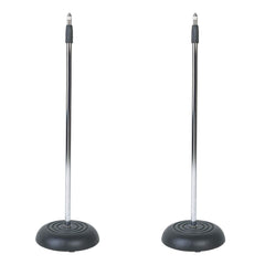 2x SoundLAB Microphone Stands with Heavy Cast Iron Round Base