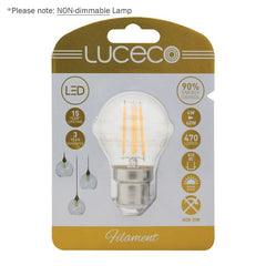 Luceco 4W LED Clear Golf Ball Filament Lamp, B22 2700K