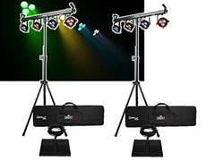 2 x Chauvet 4Bar LT USB LED Partybar Light System Controller Tripod & Carry Bags