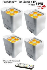 4 x Chauvet Freedom Par White Quad 4 IP LED Uplighter Battery Power Wireless DMX