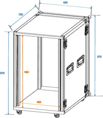 Roadinger Verstärker-Rack Pr-2St, 18 HE, 57 cm mit Rollen