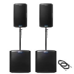 2 caissons de basses actifs Alto TS15S 15" 2 500 W, 2 haut-parleurs TS412 12" 2 500 W avec câbles et poteaux.