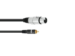 2x Omnitronic Adaptercable RCA/XLR(F) 2m bk Phono to XLR - Clearance