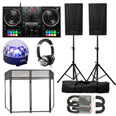 DJ Starter Kit 4: Db Technologies B-Hype 8" Speakers, Hercules Inpulse 500 Controller, DJ Booth, Headphones & Astro Disco Light
