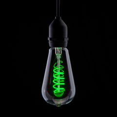 Prolite 4W Dimmable LED ST64 Spiral Funky Filament Lamp BC, Green