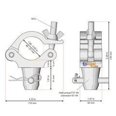 Demi-coupleur Global Truss vers demi-conique standard pour F31/F32/F33/F34 (5034)
