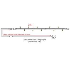 Guirlande lumineuse LED connectable en caoutchouc eLumen8 WW, 20 m