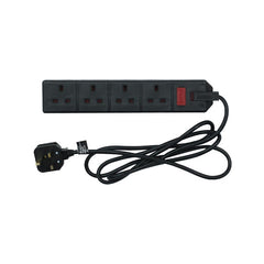 Masterplug 4 Gang 2m 13A HD Mains Extension Lead, Black (EXS1342B)