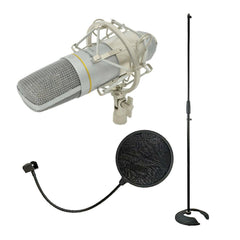 Citronic CCU2 Cardiod USB Studio Condenser Microphone for Recording Bundle