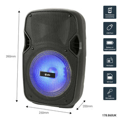 QTX PAL8 Portable Battery PA Speaker TWS LED Light Show Wireless Microphone