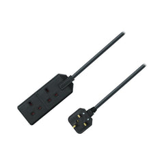 Masterplug 2 Gang 4m 13A HD Mains Extension Lead, Black (EXS1324B)