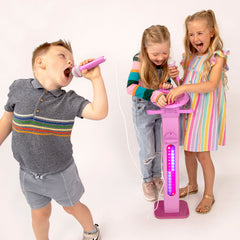 Easy Karaoke Bluetooth Kids Singalong Pedestal Karaoke Machine Pink
