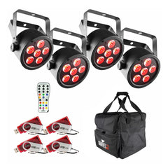 4x Chauvet DJ EZPAR T6 with 4x D-Fi Transceiver, Wireless Remote and Carry Bag