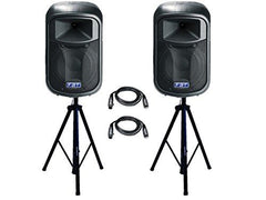 2x FBT J8A J Series 8" Active Speakers (Black) inc. Stands and Cables