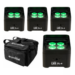 4x Eurolite LED TL-4 QCL RGB+UV Uplighter Package