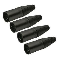 4x Black XLR 5 Pin Connector Male Inline Plug 5P Lighting DMX Stage Theatre