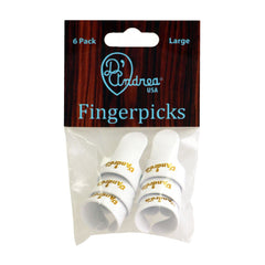 D'andrea Large Finger Picks White - 6pc