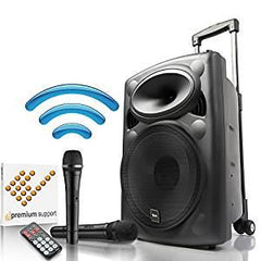 QTX QR15PA Portable PA System with VHF Wireless Handheld Microphones with Battery Powered Speaker and iPod Connection Cable