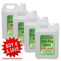 4x Simply Sound & Lighting High Quality Low Smoke Fluid (5L)