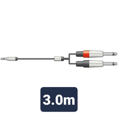 Chord Classic 3.5mm Stereo Jack to 2 x 6.3mm Mono Jack Lead 3m