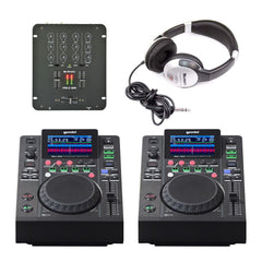 2x Gemini MDJ-500 & Citronic Mixer Package DJ Mixing Deck Controller Disco